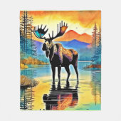 Moose Lake Sunset Majesty Fleece Deken (Voorkant)