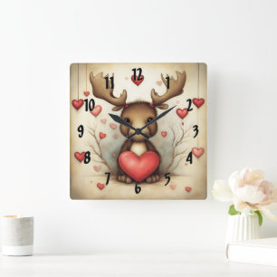 Moose Liefde 1 Vierkante Klok
