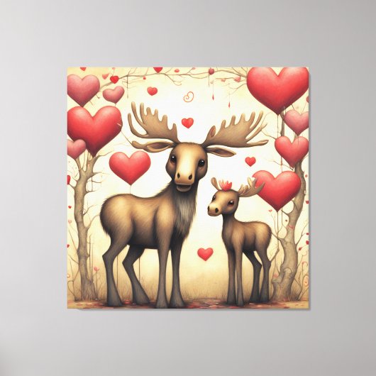 Moose Liefde 2 Canvas Afdruk (Voorkant)