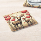 Moose Liefde 2 Kartonnen Onderzetters (Schuin)