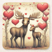 Moose Liefde 2 Kartonnen Onderzetters (Voorkant)