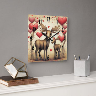 Moose Liefde 2 Vierkante Klok