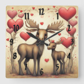 Moose Liefde 2 Vierkante Klok (Voorkant)