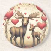 Moose Liefde 2 Zandsteen Onderzetter (Voorkant)