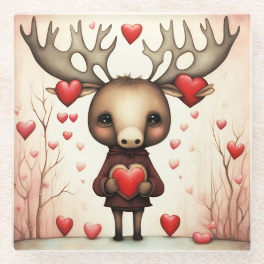Moose Liefde 3 Glazen Onderzetter (Voorkant)