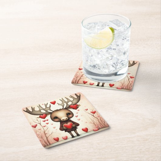 Moose Liefde 3 Kartonnen Onderzetters (Insitu)