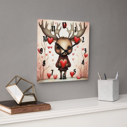 Moose Liefde 3 Vierkante Klok (Kantoor)