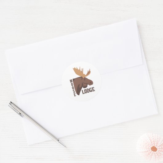Moose Lodge Ronde Sticker (Envelop)
