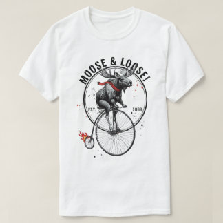 "Moose & Loose" Vintage Biker Wildlife Grafiek T-shirt