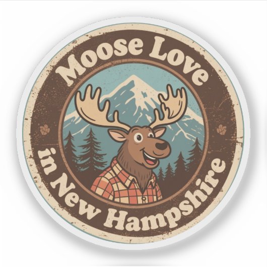 Moose Love_ New Hampshire Woodland kunstwerk Sticker (Voorkant)