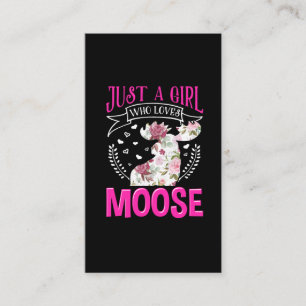 Moose lover Girl Cute Flower Animal Visitekaartje