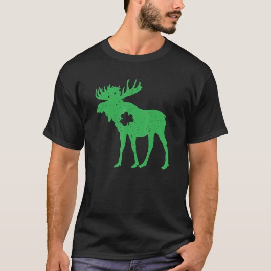 Moose Lover Irish Shamrock Moose St. Patrick's Day T-shirt (Voorkant)