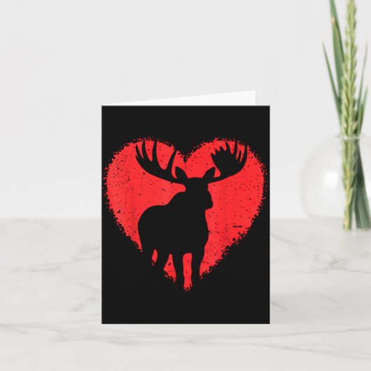 Moose Lover Valentines Day Cute Red Heart Wild Ani Kaart (Voorkant)