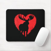 Moose Lover Valentines Day Cute Red Heart Wild Ani Muismat (Met muis)