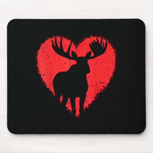 Moose Lover Valentines Day Cute Red Heart Wild Ani Muismat (Voorkant)