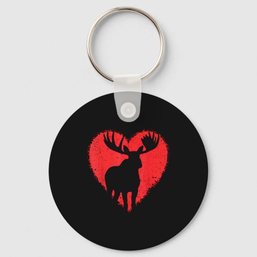 Moose Lover Valentines Day Cute Red Heart Wild Ani Sleutelhanger (Voorkant)
