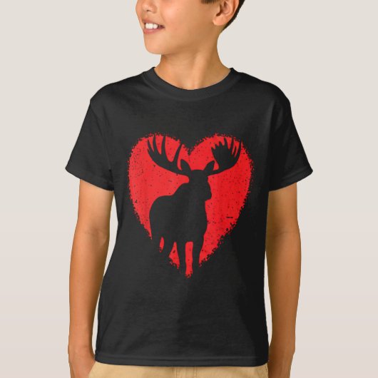 Moose Lover Valentines Day Cute Red Heart Wild Ani T-shirt (Voorkant)