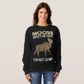 Moose maakt me gelukkig grappig dier trui (Voorkant volledig)