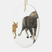 Moose mama en Baby Keramisch Ornament (Links)