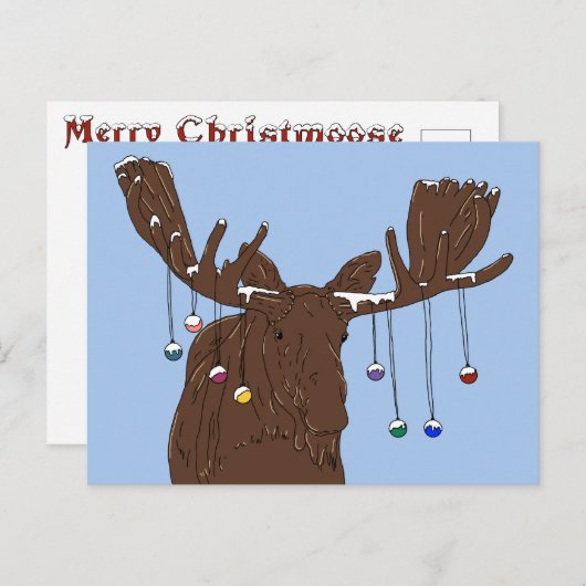 Moose Merry kerstBriefkaart Briefkaart (Voorkant / Achterkant)