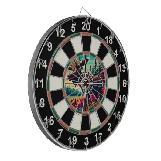 Moose met gewei in doel dartbord (Voorkant Links)