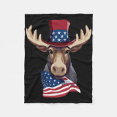 Moose met patriottische Amerikaanse vlag Amerikaan Fleece Deken (Voorkant)