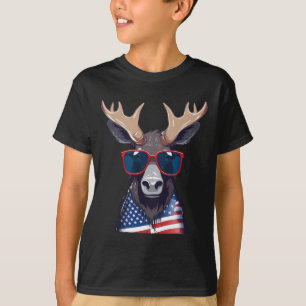 Moose met patriottische Amerikaanse vlag Amerikaan T-shirt
