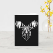 Moose met skibril Skiën Snowboarden Winter Kaart (Gele Bloem)