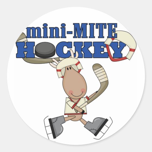 Moose Mini Mite Hockey Tshirts en geschenken Ronde Sticker (Voorkant)