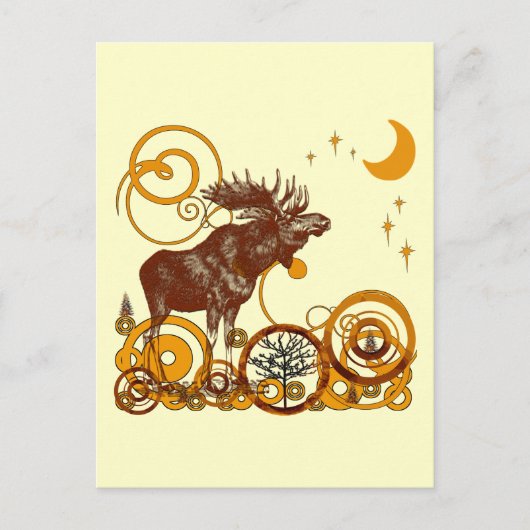 Moose Moon en Stars Briefkaart (Voorkant)