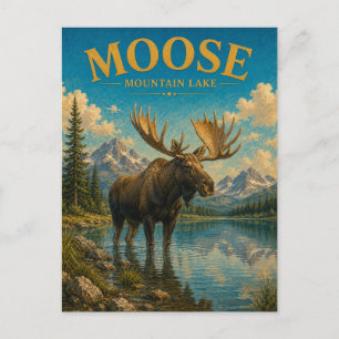 Moose Mountain Lake Watercolor GeoSaga Briefkaart