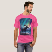 Moose Northern Light Aurora Borealis Scenery Mount T-shirt (Voorkant volledig)
