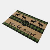 Moose on Green Black Buffalo Check Pset Pattern Deurmat (Schuin)