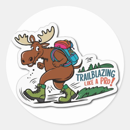 Moose on the Loose - Avontuurlijk avontuur Ronde Sticker (Voorkant)