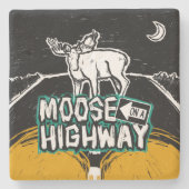 Moose op een Highway Onderzetter (Voorkant)
