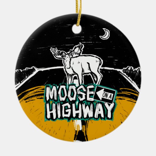 Moose op een Highway Ornament (Voorkant)