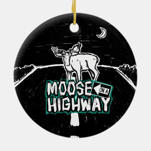 Moose op een Highway Ornament (Achterkant)