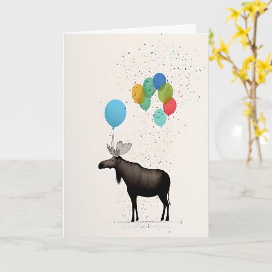 Moose Party Wenskaart Kaart (Gele Bloem)