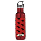 Moose Pattern Pset Red en Black Waterfles (Voorkant)