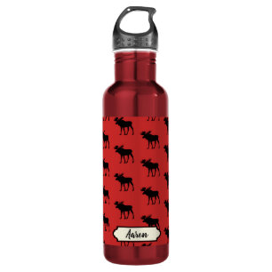 Moose Pattern Pset Red en Black Waterfles