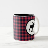 Moose Plaid Wilderness Mountain Tweekleurige Koffiemok (Voorkant rechts)