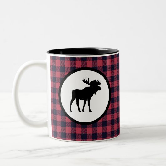 Moose Plaid Wilderness Mountain Tweekleurige Koffiemok (Links)