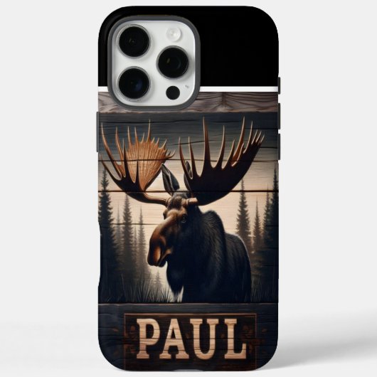Moose portret op hout Case-Mate iPhone case (Achterkant)