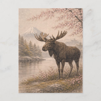 Moose Postcard, Canadian Wildlife Art Card, Forest Briefkaart