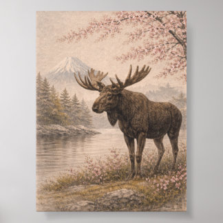 Moose poster, Canadian Wildlife Art, Forest Anim Poster