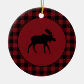 Moose Red Black Round-grens Keramisch Ornament (Voorkant)