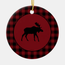 Moose Red Black Round-grens Keramisch Ornament