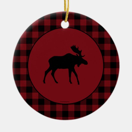 Moose Red Black Round-grens Keramisch Ornament (Voorkant)