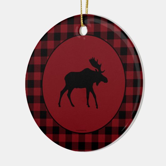 Moose Red Black Round-grens Keramisch Ornament (Links)