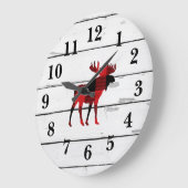 Moose Red Check Shiplap Rustiek Decor Grote Klok (Hoek)